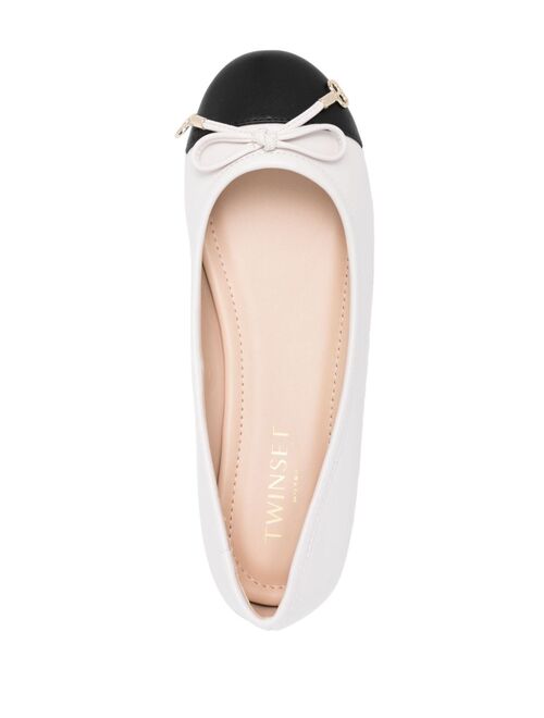 TWINSET bow-detailed two-tone ballerina shoes