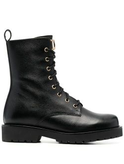 TWINSET logo-plaque leather ankle boots
