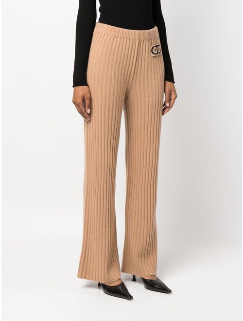 TWINSET logo-patch ribbed-knit trousers