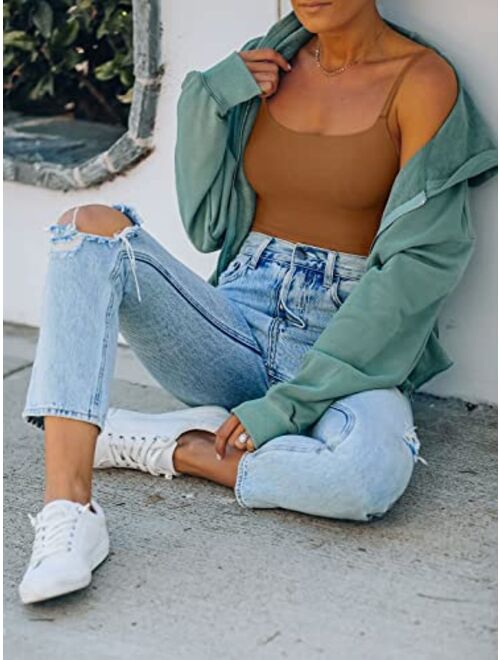 REORIA Women’s Sexy Adjustable Spaghetti Strap Double Lined Seamless Camisole Tank Yoga Crop Tops