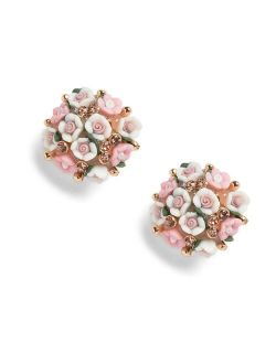 SOHI Women's Pink Flower Cluster Drop Earrings