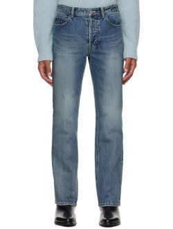 SOLID HOMME Blue Straight-Leg Jeans