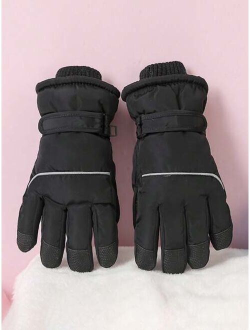 Shein 1pc Children's Winter Ski Gloves, Anti-slip, Warm, Suitable For Outdoor Sports Such As Biking And Snowboarding, Unisex