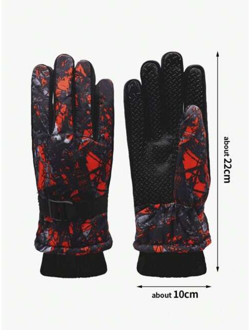 Shein 1pair Children Winter Outdoor Anti-Skid Warm Fingerless Gloves With Buckle And Strap Design, Suitable For Cycling