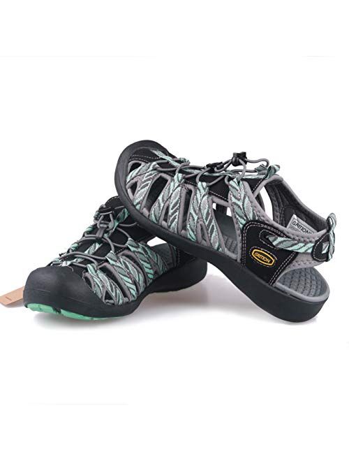 GRITION Hiking Sandals Women Closed Toe, Waterproof Lightweight Adjustable Hiking Athletic Sandals, Breathable For Beach Summer Adventure Comfortable Outdoor Sport.