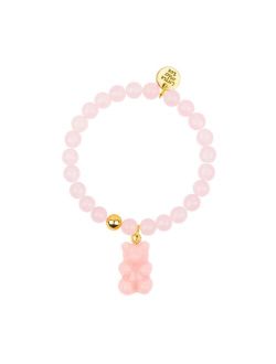 LITTLE MISS ZOE Pink Gemstone Bracelet with Gummy Bear Charm