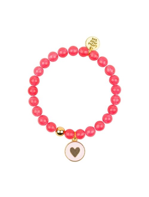 LITTLE MISS ZOE Hot Pink Gemstone Bracelet with Heart Enamel Charm