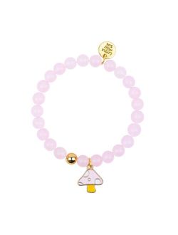 LITTLE MISS ZOE Pink Gemstone Bracelet with Mushroom Enamel Charm