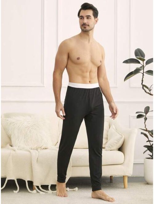 Shein Men'S Contrast Color Warm Waist Thermal Underwear Bottoms