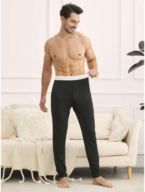 Shein Men'S Contrast Color Warm Waist Thermal Underwear Bottoms