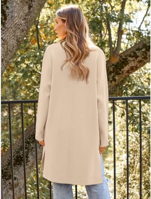 LILLUSORY Women's Long Wool Cardigan Sweaters Oversized Fall Dressy Coatigan Light Casual Jackets Knit Winter Coats