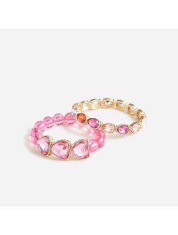 Girls' heart charm bracelets set