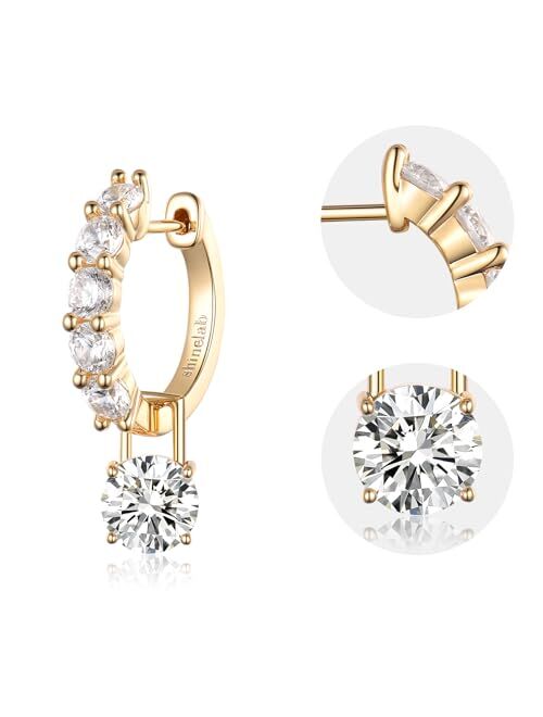 shinelab Gold Hoop Earrings for Women 14K Gold Plated CZ Earrings Sterling Silver Post Hypoallergenic Huggie Hoop Trendy Jewelry Gift