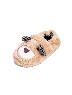 Csfry Toddler Boys Slippers Cartoon Cute Animals Plush Warm Home Shoes