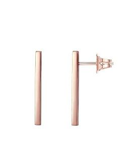 14K Gold Plated Sterling Silver Post Dainty Mini Bar Stud Earrings | Gold Earrings for Women