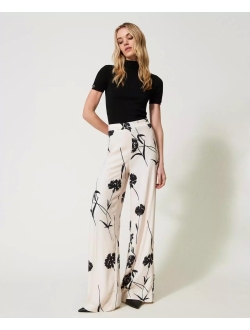 TWINSET floral-print wide-leg trousers