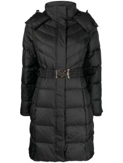 TWINSET hooded belted puffer coat