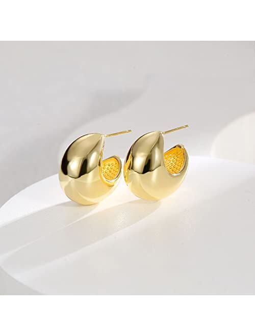 Evoklo Teardrop Chunky Earrings for Women Trendy Hoop Earring Set Earring Dupes, Gold Earrings