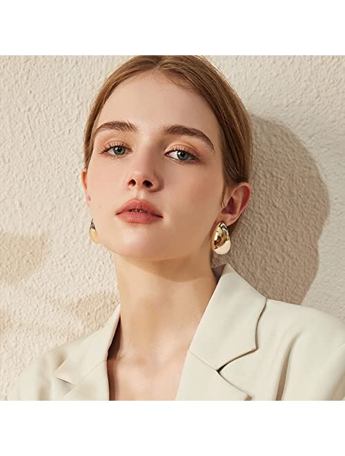 Sonateomber Gold Crystal Hoop Huggie Earrings for Women Girls - Trendy Unique Sparkly Rhinestone CZ Thick Earings Hypoallergenic Wedding Prom Bridal Fashion Fairy Jewelry