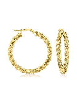 Italian 18kt Gold Over Sterling Medium Twisted Hoop Earrings