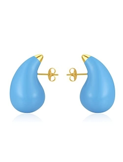 Diowus Tear Drop Earrings for Women, Chunky Gold Hoop Polishing Hypoallergenic Lightweight Waterdrop Trending Oversized Hollow Open Hoops Dupes Girl Jewelry