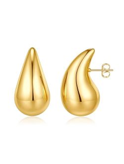 Focoog Gold Earrings for Women Girls, 14K Gold Plated Lightweight Gold Hoop Earrings Hypoallergenic Gold Earrings for Women Trendy Fashion Jewelry Gifts for Women Girls