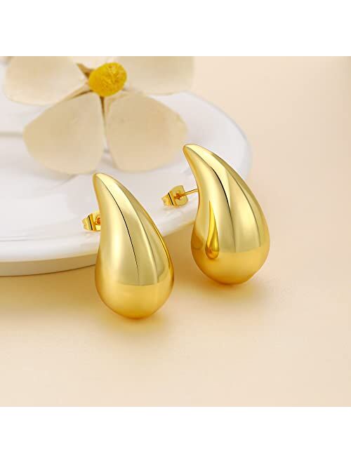 Focoog Gold Earrings for Women Girls, 14K Gold Plated Lightweight Gold Hoop Earrings Hypoallergenic Gold Earrings for Women Trendy Fashion Jewelry Gifts for Women Girls