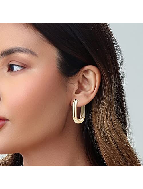 Allhola 6 Pairs 14K Gold Hoop Earrings for Women Lightweight Chunky Hoop Earrings Multipack Hypoallergenic, Thick Open Twisted Huggie Hoops Earring Set Jewelry for Gifts.