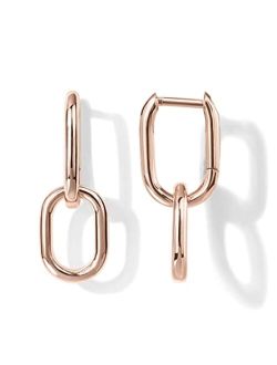 14K Gold Convertible Link Earrings for Women | Paperclip Link Chain Earrings | Drop Dangle Earrings