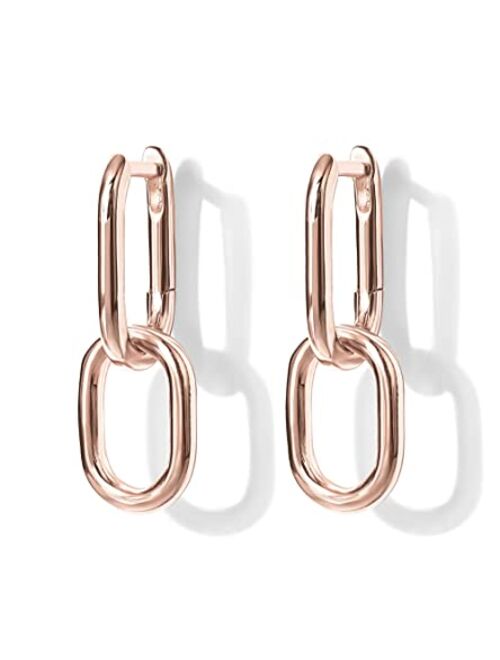 PAVOI 14K Gold Convertible Link Earrings for Women | Paperclip Link Chain Earrings | Drop Dangle Earrings