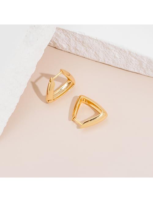 LILIE&WHITE Gold Triangle Huggie Earrings For Women Geometric Hoop Earrings Fashion Gold Earrings Jewelry Gift