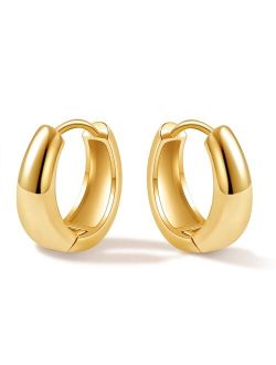 micuco Chunky Gold Hoop Earrings for Women - 18K Real Gold Plated Lightweight Hollow Hypoallergenic Earrings for Women and Girls