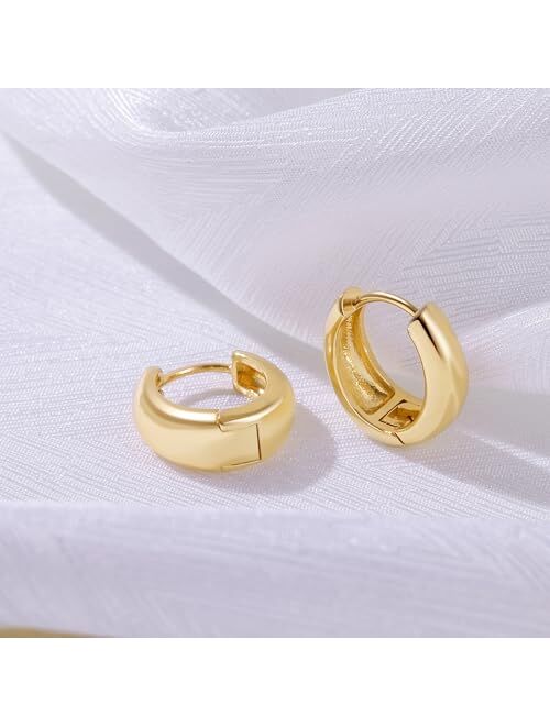 micuco Chunky Gold Hoop Earrings for Women - 18K Real Gold Plated Lightweight Hollow Hypoallergenic Earrings for Women and Girls