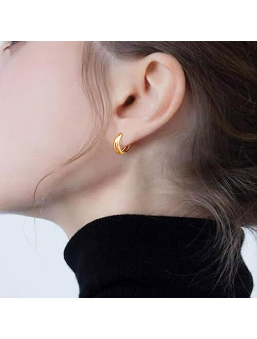 micuco Chunky Gold Hoop Earrings for Women - 18K Real Gold Plated Lightweight Hollow Hypoallergenic Earrings for Women and Girls