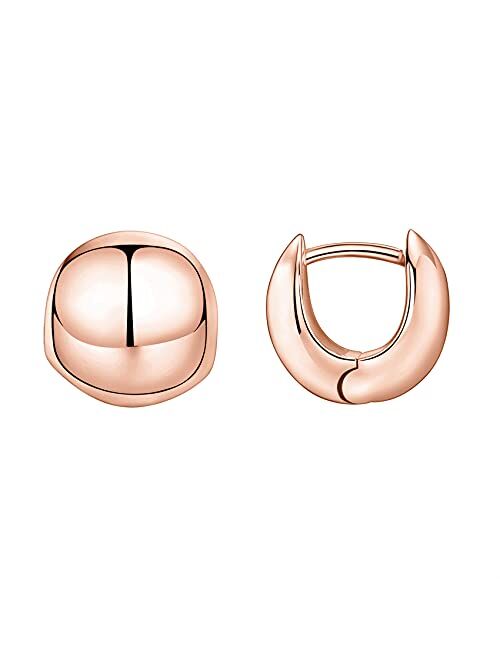 PAVOI 14K Gold Plated 925 Sterling Silver Post Ultra Thick Huggie Earring | Women's Mini Hoop Earrings | Gold Plated Small Hoops