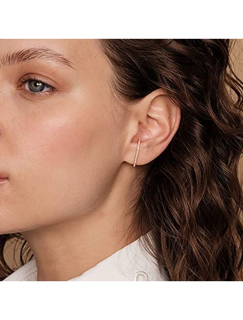 PAVOI 14K Gold Plated 925 Sterling Silver Post Minimalist Suspender Ear Cuff Earrings for Women | Wrap Earlobe Studs