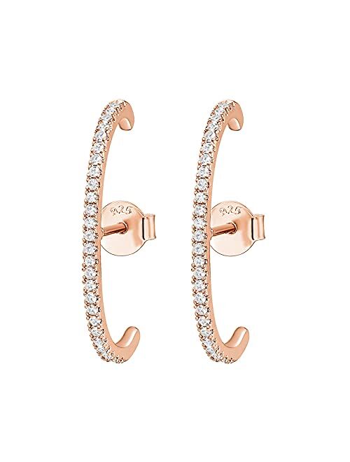 PAVOI 14K Gold Plated 925 Sterling Silver Post Minimalist Suspender Ear Cuff Earrings for Women | Wrap Earlobe Studs