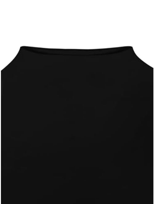 REORIA Women's Sexy Mock Turtleneck High Cut Double Lined Long Sleeve Slimming Bodysuits Tops