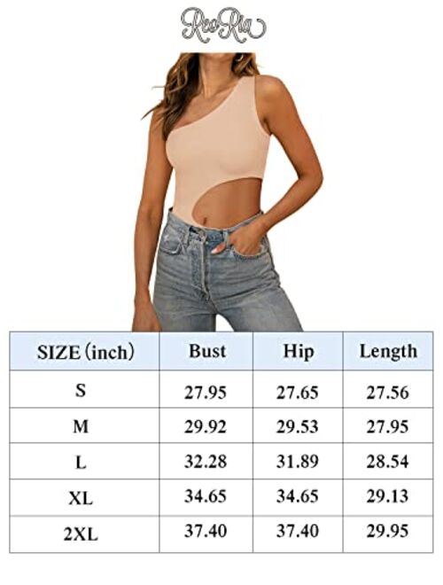 REORIA Womens Sexy One Shoulder Cutout Waist Double Lined Sleeveless Going Out Tank Top Bodysuits