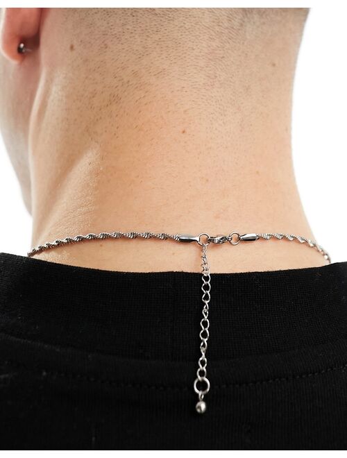 ASOS DESIGN waterproof stainless steel chain with compass pendant in silver tone