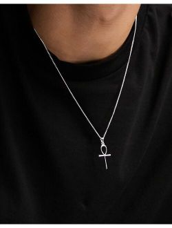 necklace with ditsy ankh pendant in silver tone