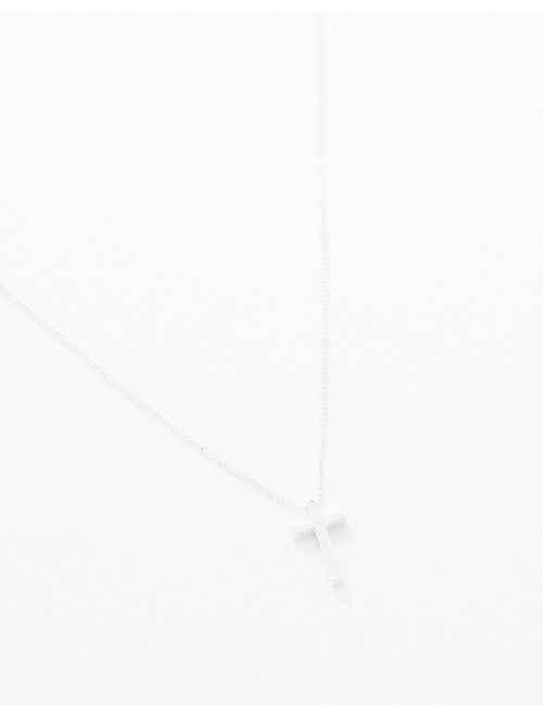 ASOS DESIGN necklace with ditsy cross in silver tone