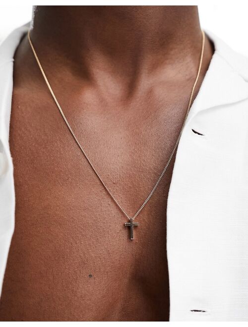 ASOS DESIGN necklace with ditsy cross in gold tone