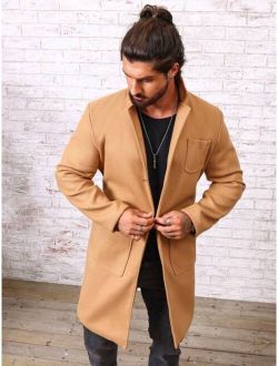 Shein Manfinity Men Dual Pocket Open Front Overcoat