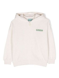 Kids logo-embroidered zip-up hoodie