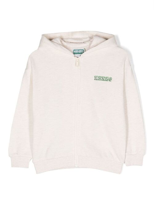 Kenzo Kids logo-embroidered zip-up hoodie