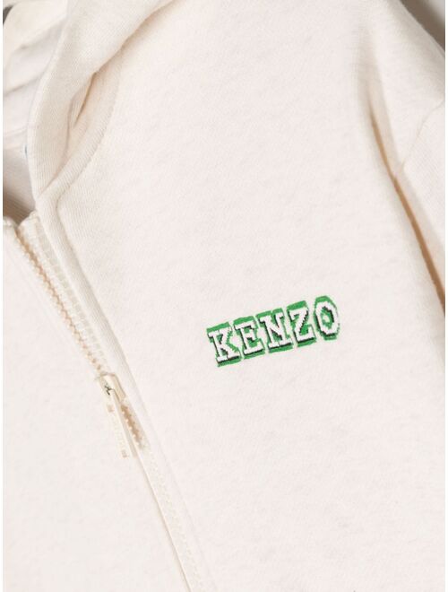 Kenzo Kids logo-embroidered zip-up hoodie
