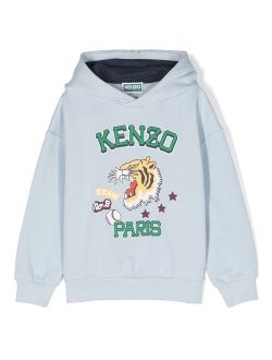 Kids logo-print cotton hoodie