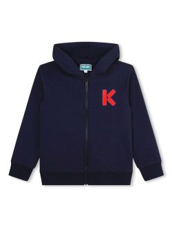 Kids logo-patch zip-up hoodie