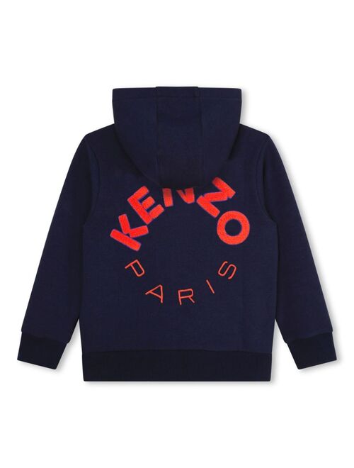 Kenzo Kids logo-patch zip-up hoodie